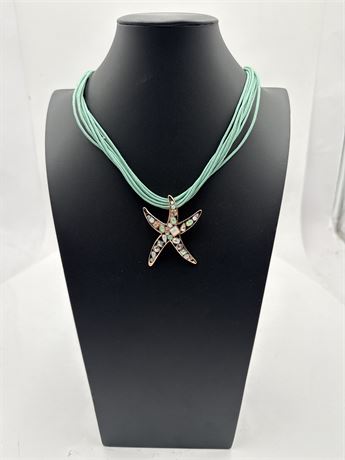 Bella Jack Necklace With Open-Work Stone Starfish Pendant
