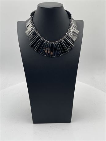 Modernist Metal Bar Bib Necklace