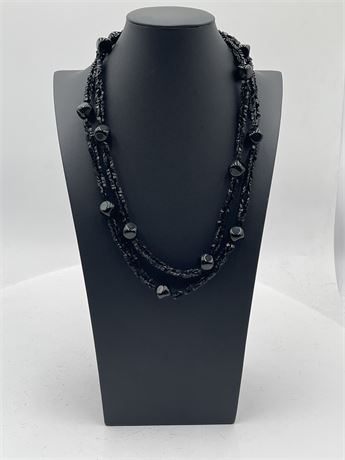 Vintage Black Glass Bead Necklace