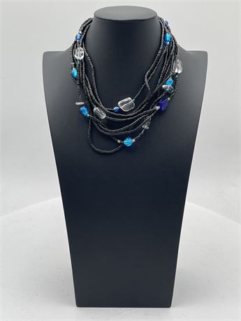 Multi-Strand Black Heishi Bead Necklace