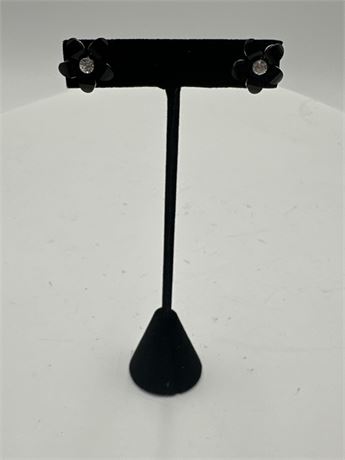 Pair Of Clear Faceted Crystal Stud Earrings