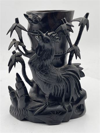 Japanese Hand-Carved Stone Rooster Sculpture
