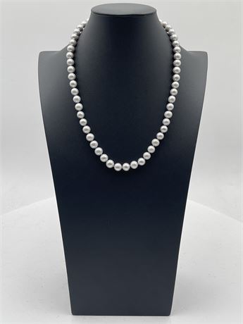 Vintage Single Strand Hand-Knotted Faux Pearl Necklace