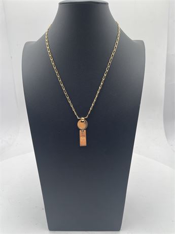 Gold-Tone Paper-Clip Chain Pendant Necklace