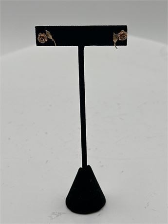 Pair Of Gold-Tone Rose Earring Studs