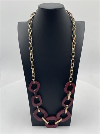 Charming Charlie Gold-Tone Chain Necklace With Wood Accents