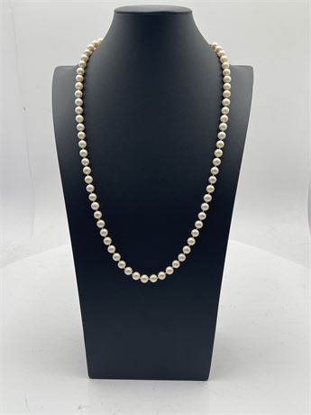 Vintage Single Strand Hand-Knotted Faux Pearl Necklace