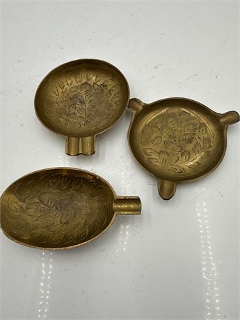 Group Of Three Vintage Brass Ashtrays