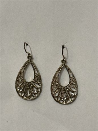 Pair Of Bronze-Toned Teardrop Dangle Earrings