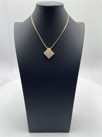 Gold-Tone Herringbone Chain Pendant Necklace