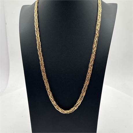 Gold-Tone Braided Wheat Chain Necklace