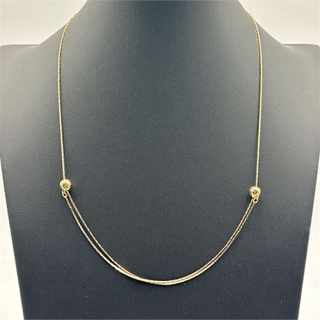 Gold-Tone Adjustable Slider Lariat Y-Necklace with Fluted Bead Stations