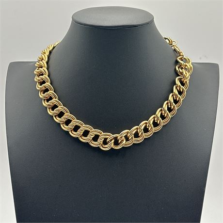 14K Yellow Gold Double Curb Link Chain Necklace