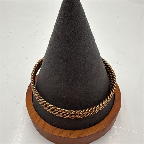 Twisted Copper and Brass Two-Tone Cuff Bracelet