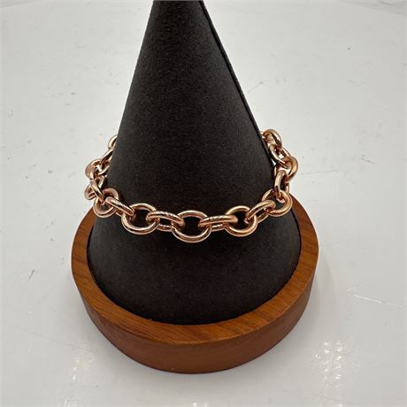 Milor Italy Bronzo Italia Rose Gold-Plated Bronze Rolo Chain Bracelet