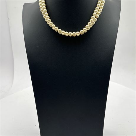 Double-Strand Faux Pearl Choker Necklace