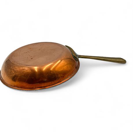 Unmarked Bi-Laminated Copper Skillet with Stainless Steel Lining and Cast Brass