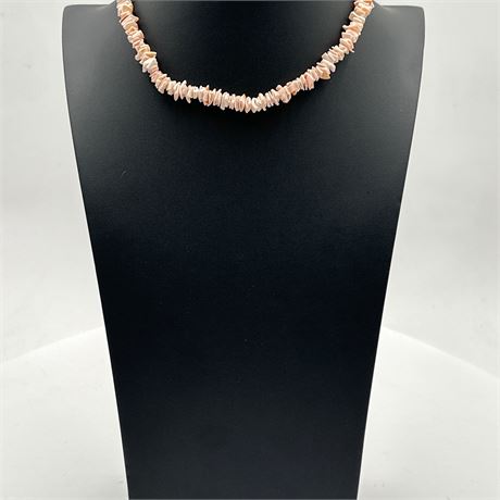 Natural Pink/Angel Skin Coral Chip Bead Necklace