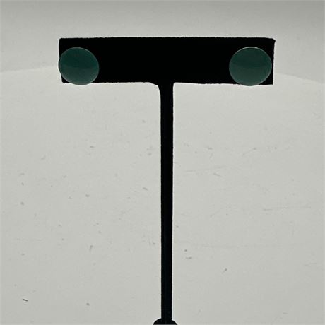 Green Chalcedony or Chrysoprase Cabochon Clip-On Earrings