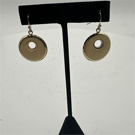Gold-Tone Disc Drop Earrings with Center Cutout on Fish Hook Wires