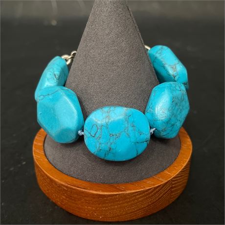 Ralph Lauren Faux Turquoise Nugget Bracelet with Silver-Tone Toggle Clasp