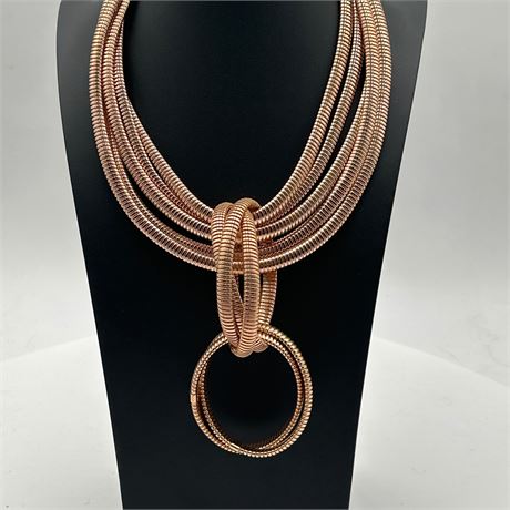 Milor Bronzo Italia Multi-Strand Tubogas Knot Necklace with Hoop Pendant