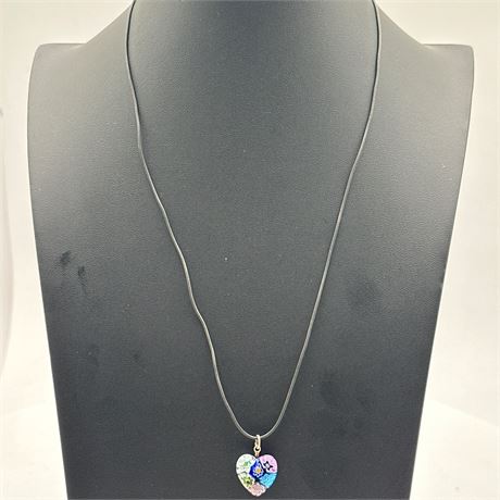 Contemporary Murano-Style Millefiori Art Glass Heart Pendant Necklace