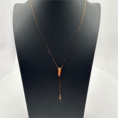 Gold-Tone Zipper Motif Lariat Necklace