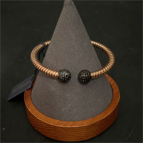 Milor "Bronzo Italia" Rose-Tone Bronze & Black Diamonique Tubogas Wrap Bracelet