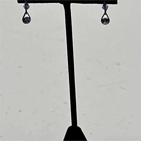 Drop Earrings with Purple/Tanzanite-Colored Crystal Accents
