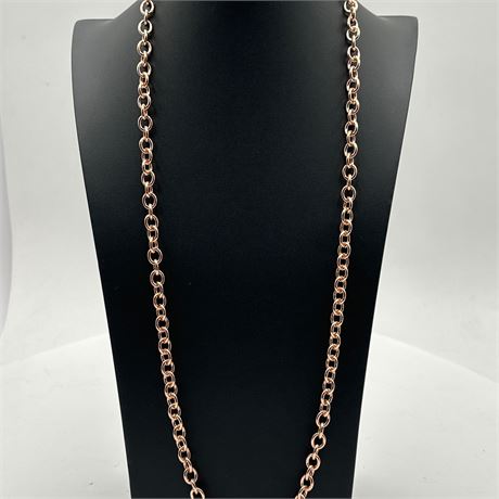 Rose Gold-Tone Cable Link Long Chain Necklace