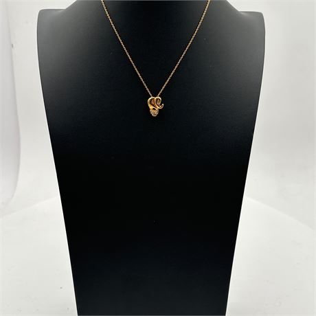 Gold Elephant Head Pendant Necklace with Diamond Accents