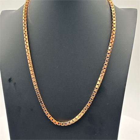 Rose Gold-Tone Box Chain Necklace with Lobster Claw Clasp