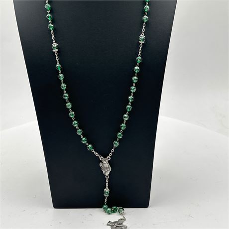 Irish St. Patrick Five-Decade Rosary with Celtic Cross Crucifix and Green Foil