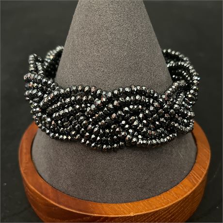 Milor Italy Bronze Multi-Strand Faceted Bead Braided Bracelet with Box Clasp