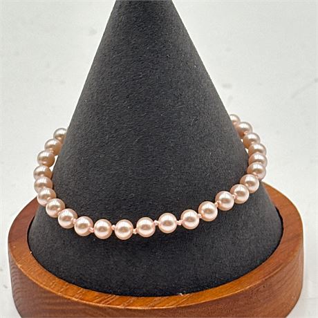 Pink Pearl Strand Necklace, Hand-Knotted